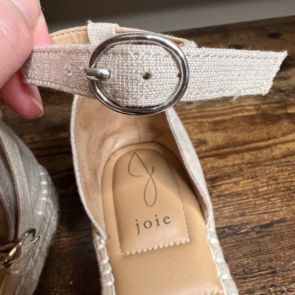 JOIE Cruz gray neutral platform espadrille sparkle sandal ankle strap women's 8 - Picture 7 of 10